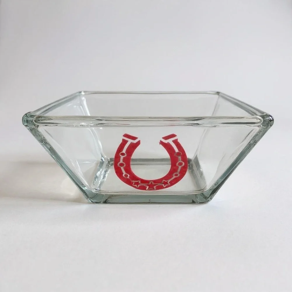 Glass dishes hand painted Cowboy Theme. Food safe